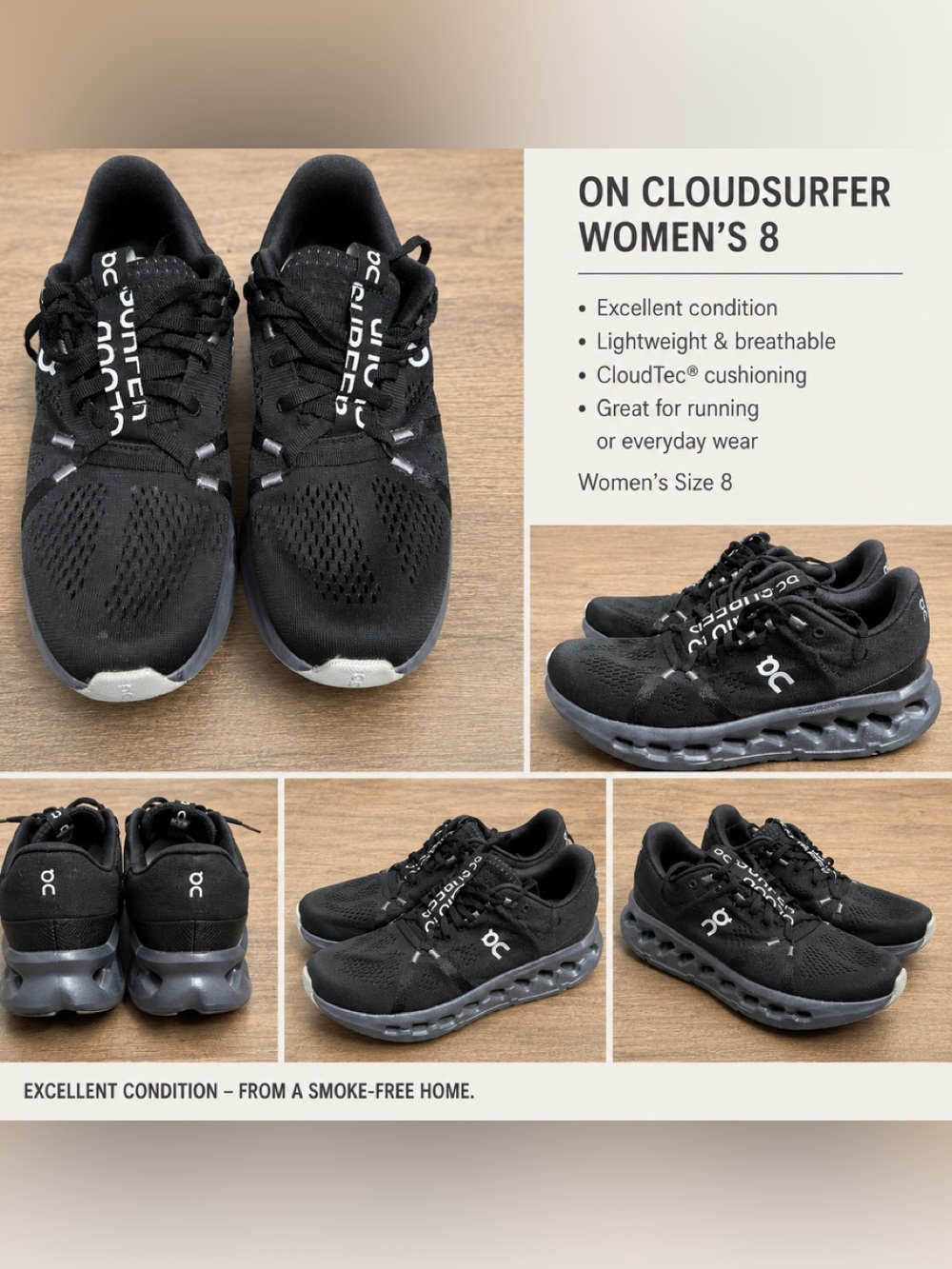 On Running Cloudsurfer Women's Black Sneakers